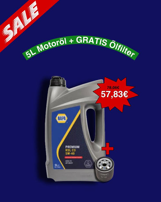 NAPA - 5W40 - N117005 - Qualität Motoröl 5L & 1X Ölfilter Gratis