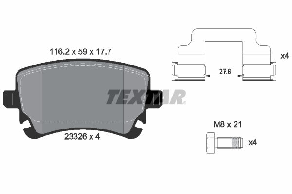 TEXTAR - 2332601 - Bremsbelagsatz, Scheibenbremse // 19-3323//19-0497/7 J33