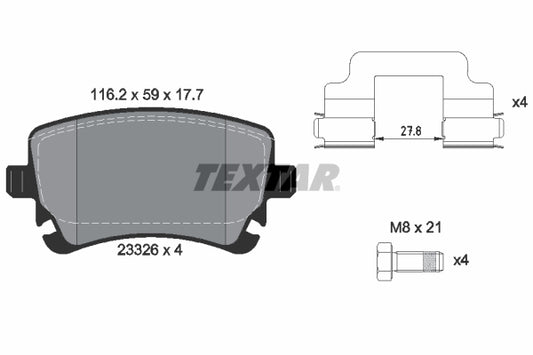 TEXTAR - 2332601 - Bremsbelagsatz, Scheibenbremse // 19-3323//19-0497/7 J33