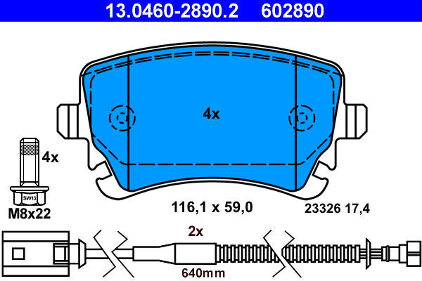 ATE - 13.0460-2890.2 - Bremsbelagsatz, Scheibenbremse // 19-0497 // 2332601 // J177