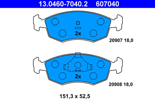 ATE - 13.0460-7040.2 - Bremsbelagsatz, Scheibenbremse - // H75
