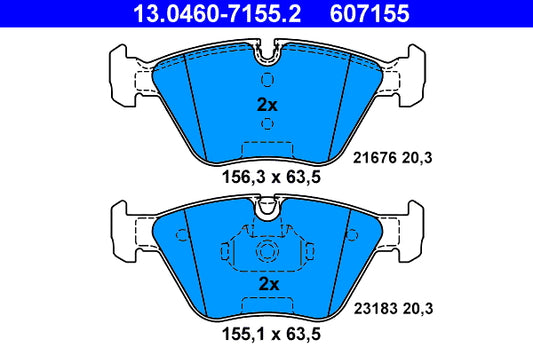 ATE - 13.0460-7155.2 - Bremsbelagsatz, Scheibenbremse - // 19-1077 //  J134