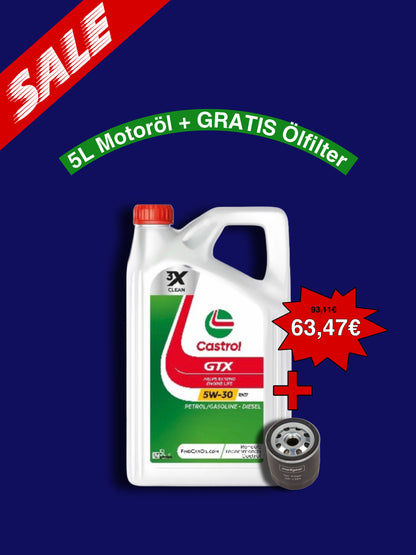 Castrol - 5W30 - GTX RN17 5L - Motoröl & 1X Ölfilter Gratis