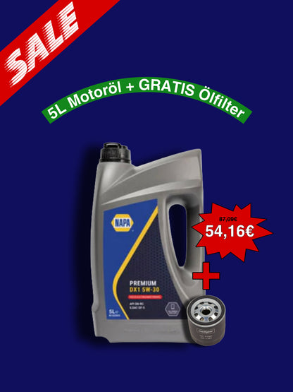 NAPA - 5W30- N102005 - Qualität Motoröl 5L & 1X Ölfilter Gratis