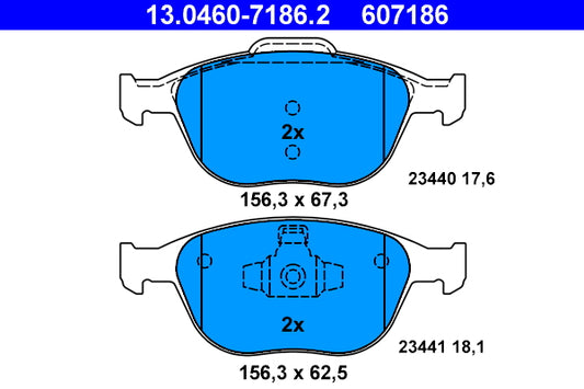 ATE - 13.0460-7186.2 - Bremsbelagsatz, Scheibenbremse -// 19-0657 // 2344004 // GDB1532 // J133