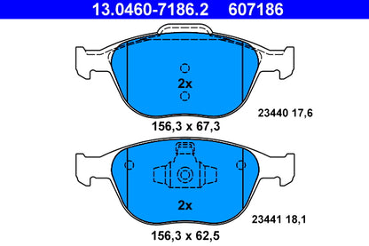 ATE - 13.0460-7186.2 - Bremsbelagsatz, Scheibenbremse -// 19-0657 // 2344004 // GDB1532 // J133