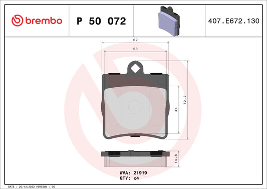 BREMBO - Bremsbelagsatz, Scheibenbremse	// J76