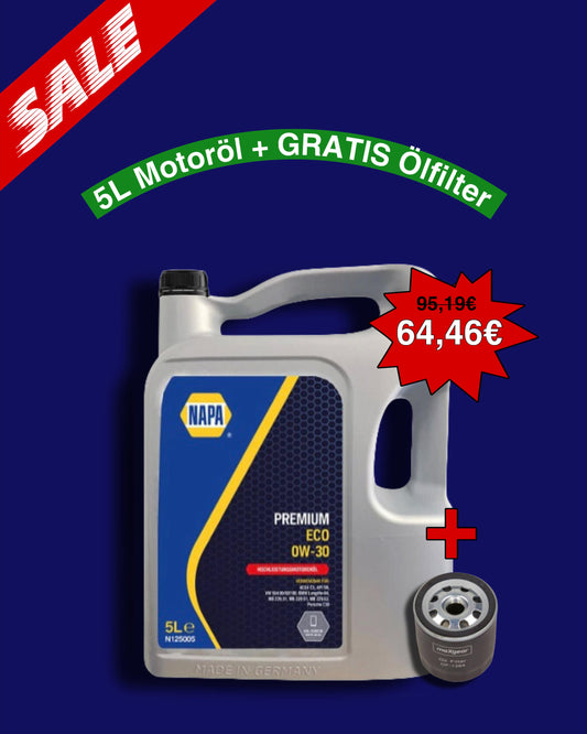 Napa - 0W30 - N125005- Qualität Motoröl 5L & 1X Ölfilter Gratis